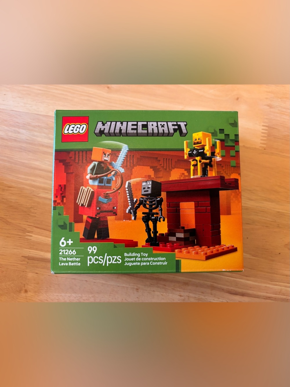 LEGO Minecraft The Nether Lava Battle Kids Building Set - Orange/Black 99 piece